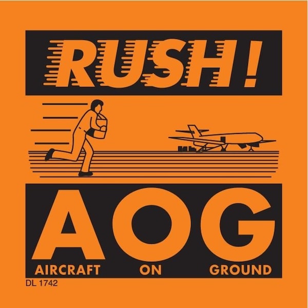 Label, DL1742 , RUSH! A O G , 4" X 4"